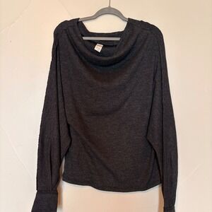 We The Free Charcoal Grey Cowl Neck Dolman Sleeve Pull‎ over Loungewear Top M